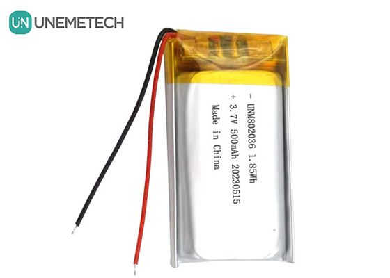 UNEMETECH 3.7V Li-ion Polimerowy akumulator 500mAh Polimerowy akumulator litowy 802036 1,85Wh LiPo