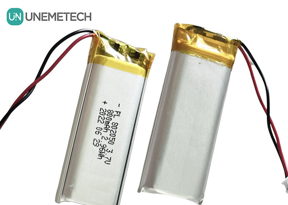 Niestandardowa akumulator litowy z polimeru 802050 3,7V 800mAh Li Poly akumulator do światła połączenia