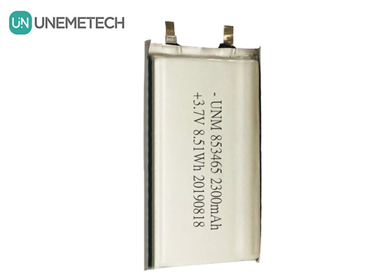 3.7V 2300mah pojedyncza bateria litowo-polimerowa 853465 z IEC62133 dla urządzeń medycznych