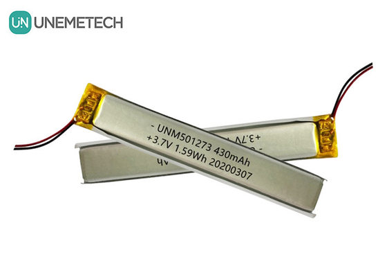 5.0*12.0*73.0mm Litium Polymer Battery / 3.7V 430mAh 501273 Thin Lipo Battery for Bluetooth Devices