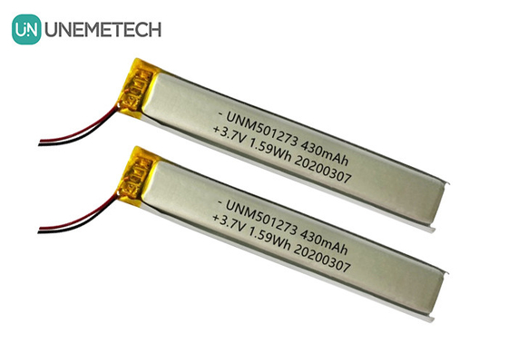 5.0*12.0*73.0mm Litium Polymer Battery / 3.7V 430mAh 501273 Thin Lipo Battery for Bluetooth Devices