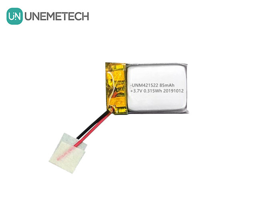85mAh 3,7V Mała bateria polimerowa litowa 421522 Ładowalna z PCM i przewodem ołowiowym