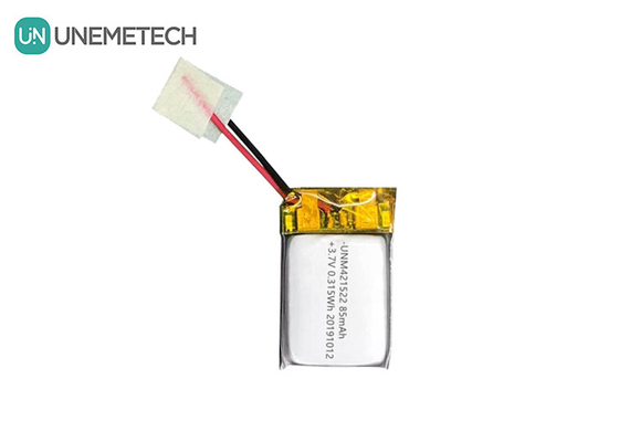 85mAh 3,7V Mała bateria polimerowa litowa 421522 Ładowalna z PCM i przewodem ołowiowym