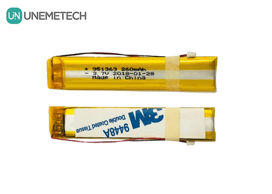 Długa wąska 3,7V 260mAh Custom Lithium Polymer Battery 351363 Dla inteligentnych okularów