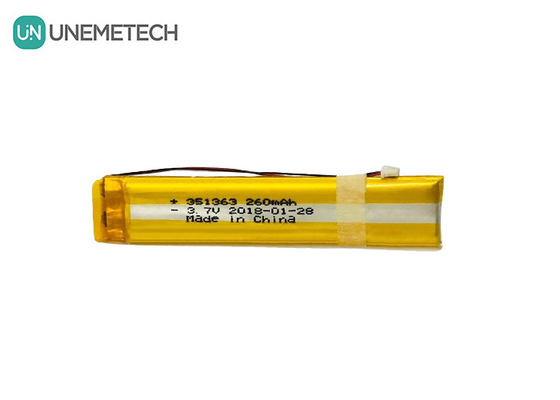 Długa wąska 3,7V 260mAh Custom Lithium Polymer Battery 351363 Dla inteligentnych okularów