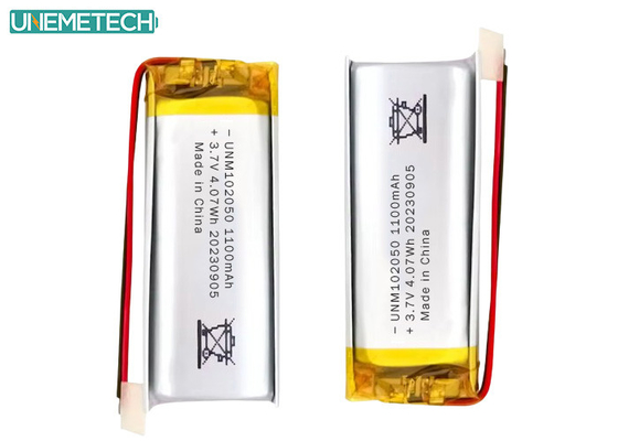 Niestandardowa bateria Lipo 102050 3,7 V 1100mAh Li-polimerowa z zatwierdzeniem CE