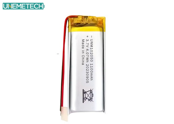 Niestandardowa bateria Lipo 102050 3,7 V 1100mAh Li-polimerowa z zatwierdzeniem CE