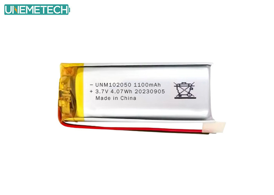 Niestandardowa bateria Lipo 102050 3,7 V 1100mAh Li-polimerowa z zatwierdzeniem CE