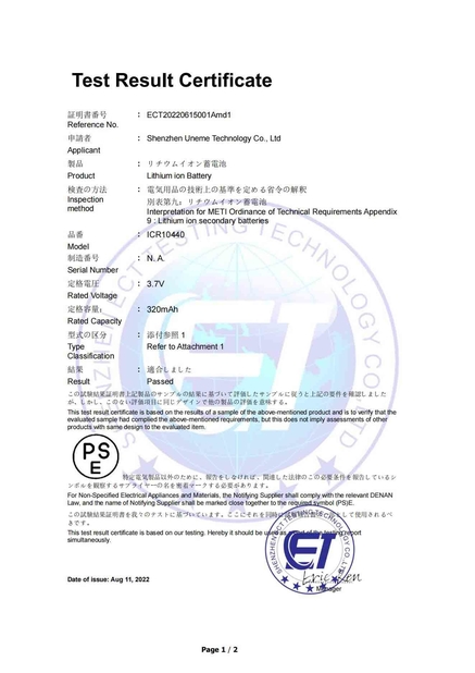 Chiny Shenzhen Uneme Technology Co.,Ltd Certyfikaty